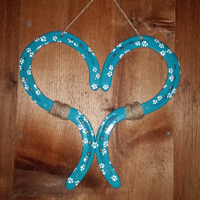 Heart- Turquoise with White Paw Prints